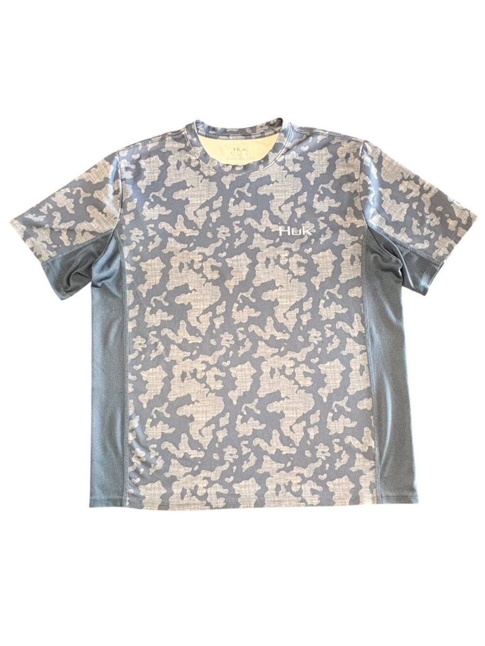 Huk Fishing Blue Camo Short Sleeve Lightweight Shirt Logo Mens Large